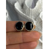 Vintage 925 Sterling Silver Black Onyx Clip-On Earrings
