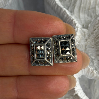 Vintage 925 Sterling Silver Marcasite Earrings