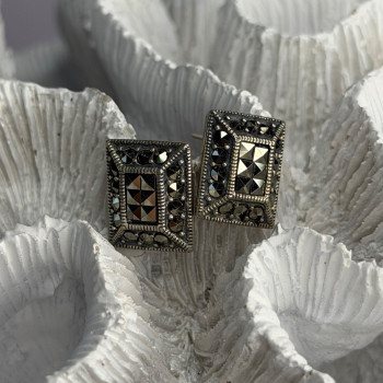 Vintage 925 Sterling Silver Marcasite Earrings