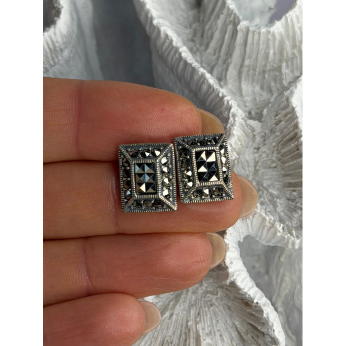 Vintage 925 Sterling Silver Marcasite Earrings