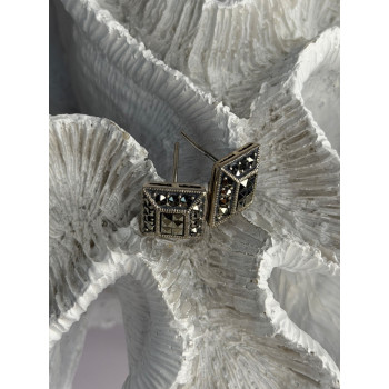 Vintage 925 Sterling Silver Marcasite Earrings