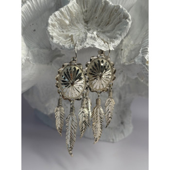 925 Sterling Silver Native American Dangle Earrings