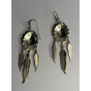 925 Sterling Silver Native American Dangle Earrings
