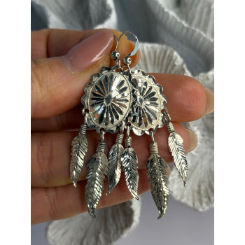 925 Sterling Silver Native American Dangle Earrings