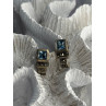 Vintage 925 Sterling Silver Blue Topaz & Marcasite Earrings