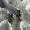 Vintage 925 Sterling Silver Blue Topaz & Marcasite Earrings