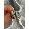 Vintage 925 Sterling Silver Blue Topaz & Marcasite Earrings
