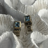 Vintage 925 Sterling Silver Blue Topaz & Marcasite Earrings