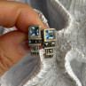 Vintage 925 Sterling Silver Blue Topaz & Marcasite Earrings