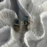 Vintage 925 Sterling Silver Blue Topaz & Marcasite Earrings