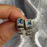 Vintage 925 Sterling Silver Blue Topaz & Marcasite Earrings