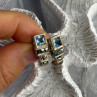 Vintage 925 Sterling Silver Blue Topaz & Marcasite Earrings