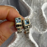 Vintage 925 Sterling Silver Blue Topaz & Marcasite Earrings