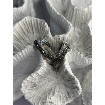 925 Sterling Silver Shiny White & Green Spinel Earrings