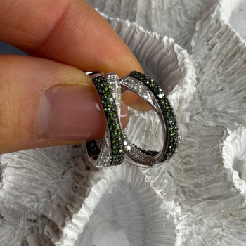 925 Sterling Silver Shiny White & Green Spinel Earrings