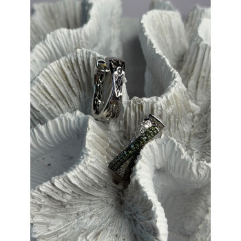 925 Sterling Silver Shiny White & Green Spinel Earrings