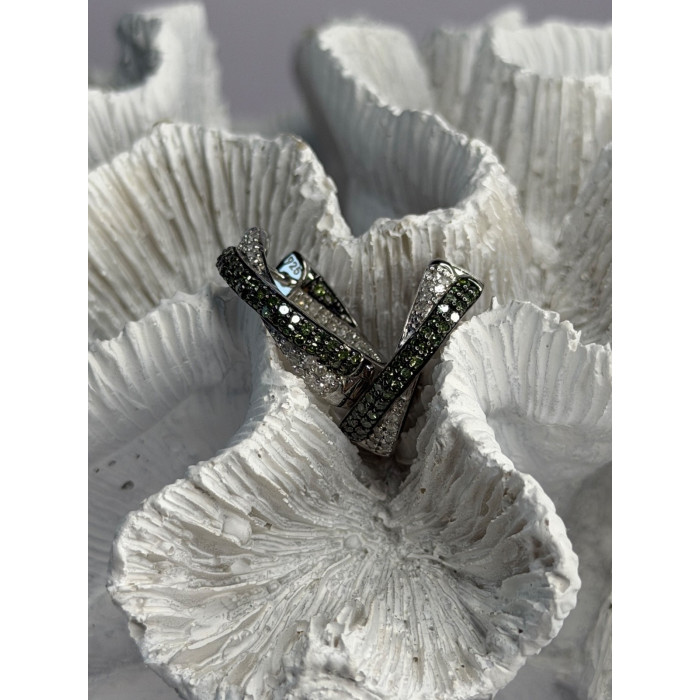 925 Sterling Silver Shiny White & Green Spinel Earrings