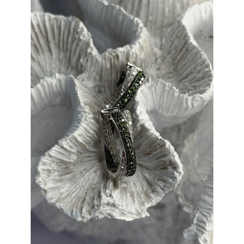 925 Sterling Silver Shiny White & Green Spinel Earrings