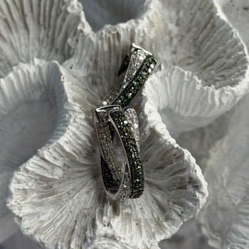 925 Sterling Silver Shiny White & Green Spinel Earrings
