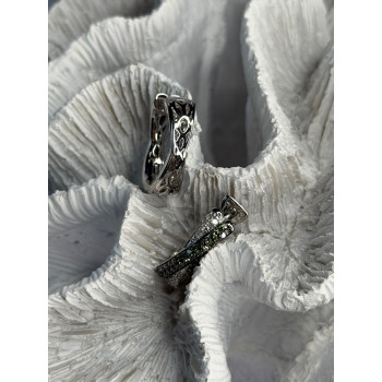 925 Sterling Silver Shiny White & Green Spinel Earrings