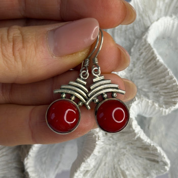 Vintage 925 Sterling Silver Carnelian Earrings