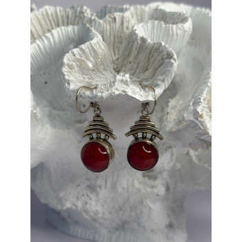 Vintage 925 Sterling Silver Carnelian Earrings