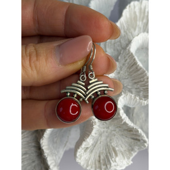 Vintage 925 Sterling Silver Carnelian Earrings