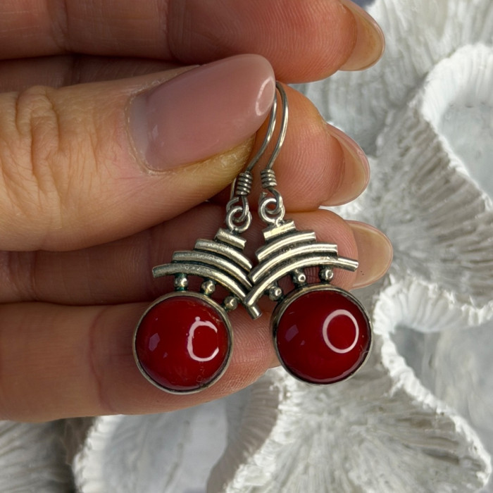 Vintage 925 Sterling Silver Carnelian Earrings