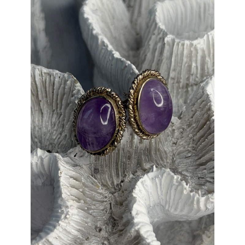 Vintage 925 Sterling Silver Amethyst Earrings
