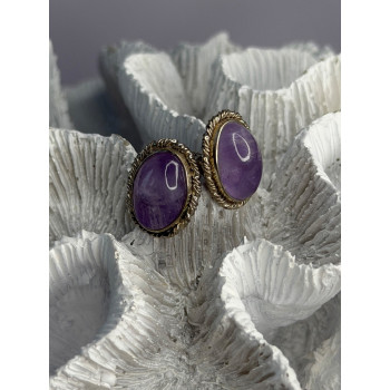 Vintage 925 Sterling Silver Amethyst Earrings