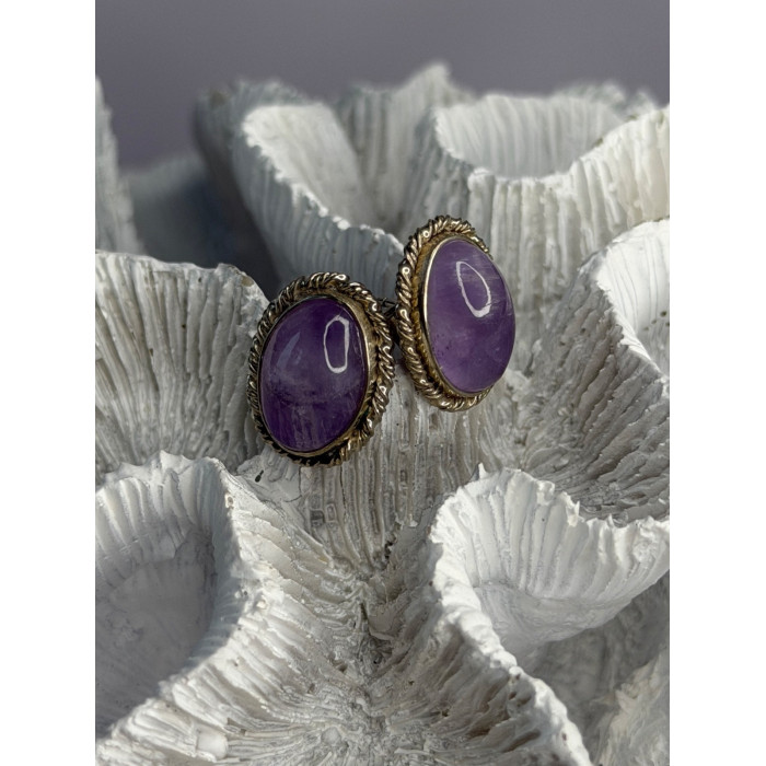 Vintage 925 Sterling Silver Amethyst Earrings