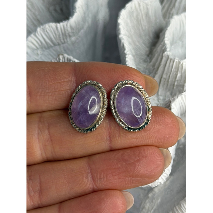 Vintage 925 Sterling Silver Amethyst Earrings