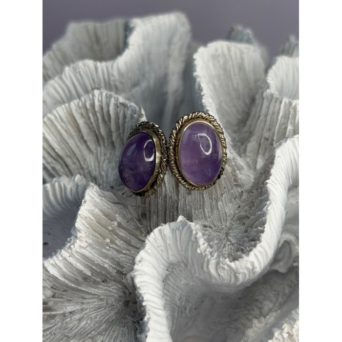 Vintage 925 Sterling Silver Amethyst Earrings