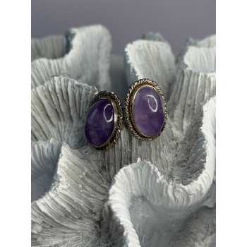 Vintage 925 Sterling Silver Amethyst Earrings
