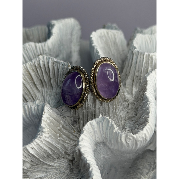 Vintage 925 Sterling Silver Amethyst Earrings