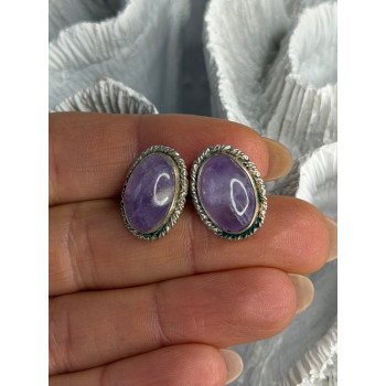 Vintage 925 Sterling Silver Amethyst Earrings