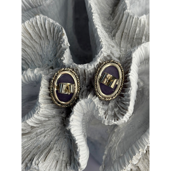 Vintage 925 Sterling Silver Amethyst Earrings