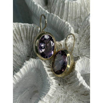 Beautiful Vintage 925 Sterling Silver Amethyst Earrings