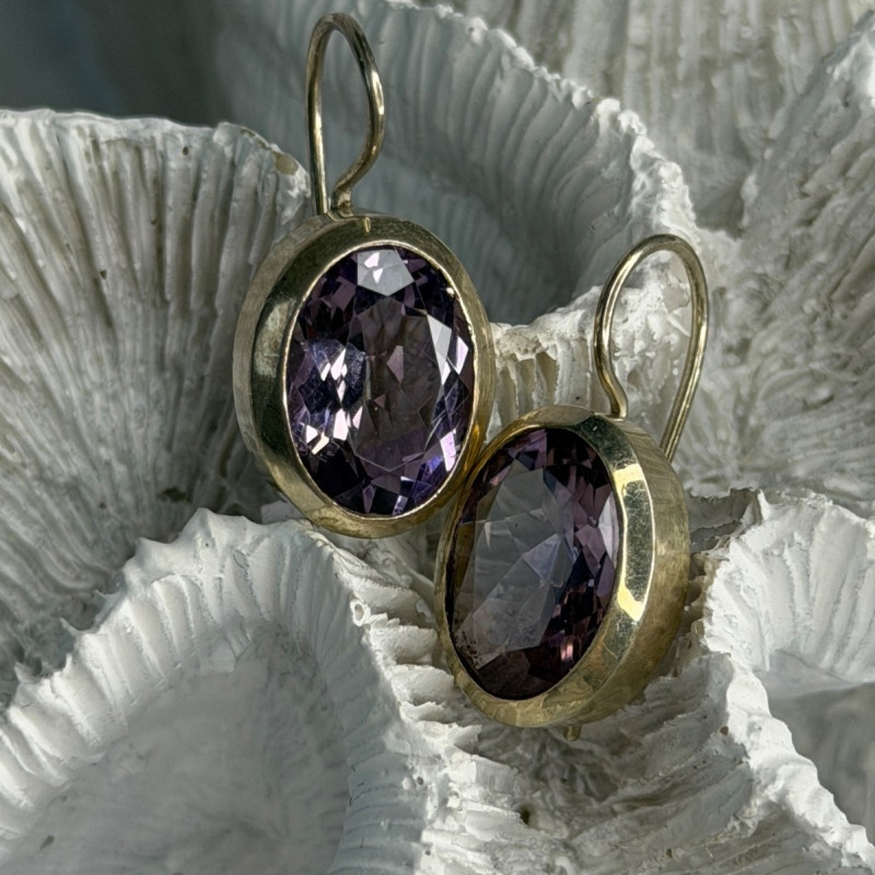 Beautiful Vintage 925 Sterling Silver Amethyst Earrings