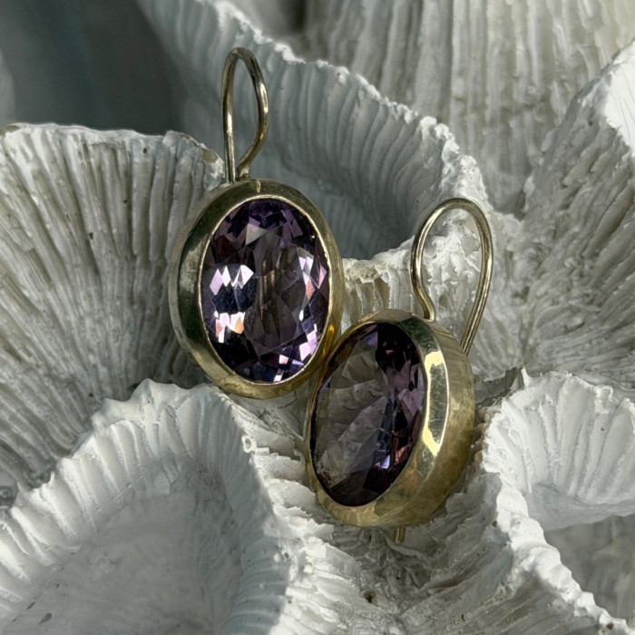 Beautiful Vintage 925 Sterling Silver Amethyst Earrings