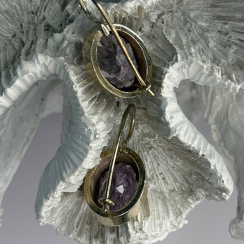 Beautiful Vintage 925 Sterling Silver Amethyst Earrings