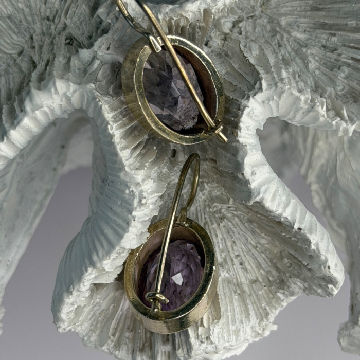 Beautiful Vintage 925 Sterling Silver Amethyst Earrings