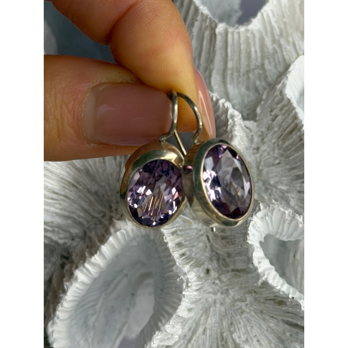 Beautiful Vintage 925 Sterling Silver Amethyst Earrings
