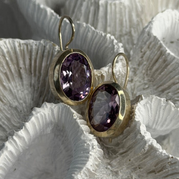 Beautiful Vintage 925 Sterling Silver Amethyst Earrings