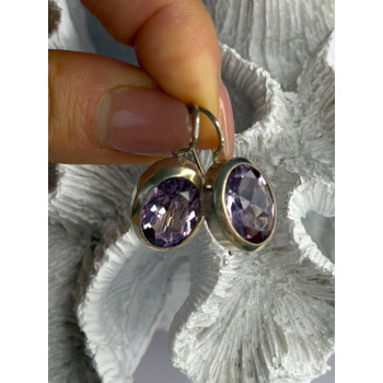 Beautiful Vintage 925 Sterling Silver Amethyst Earrings