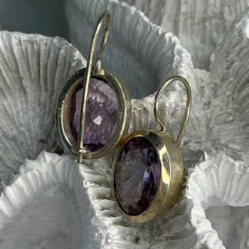 Beautiful Vintage 925 Sterling Silver Amethyst Earrings