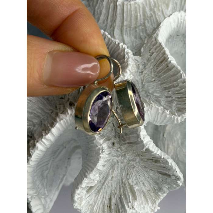 Beautiful Vintage 925 Sterling Silver Amethyst Earrings