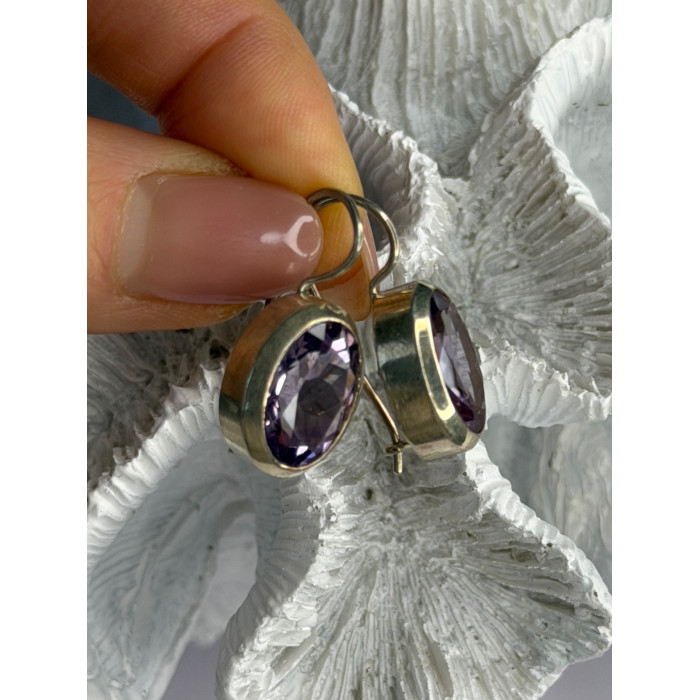 Beautiful Vintage 925 Sterling Silver Amethyst Earrings