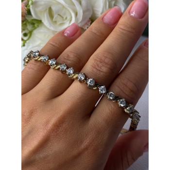 925 Sterling Silver Gold Plated CZ Bracelet Length 7.5 Inch