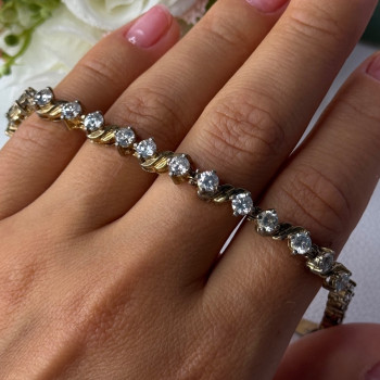 925 Sterling Silver Gold Plated CZ Bracelet Length 7.5 Inch